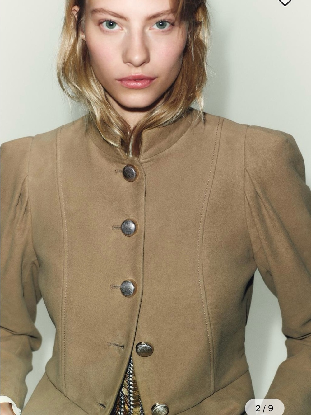 ZARA Camel Faux Suede Puff Sleeve Jacket Blazer L